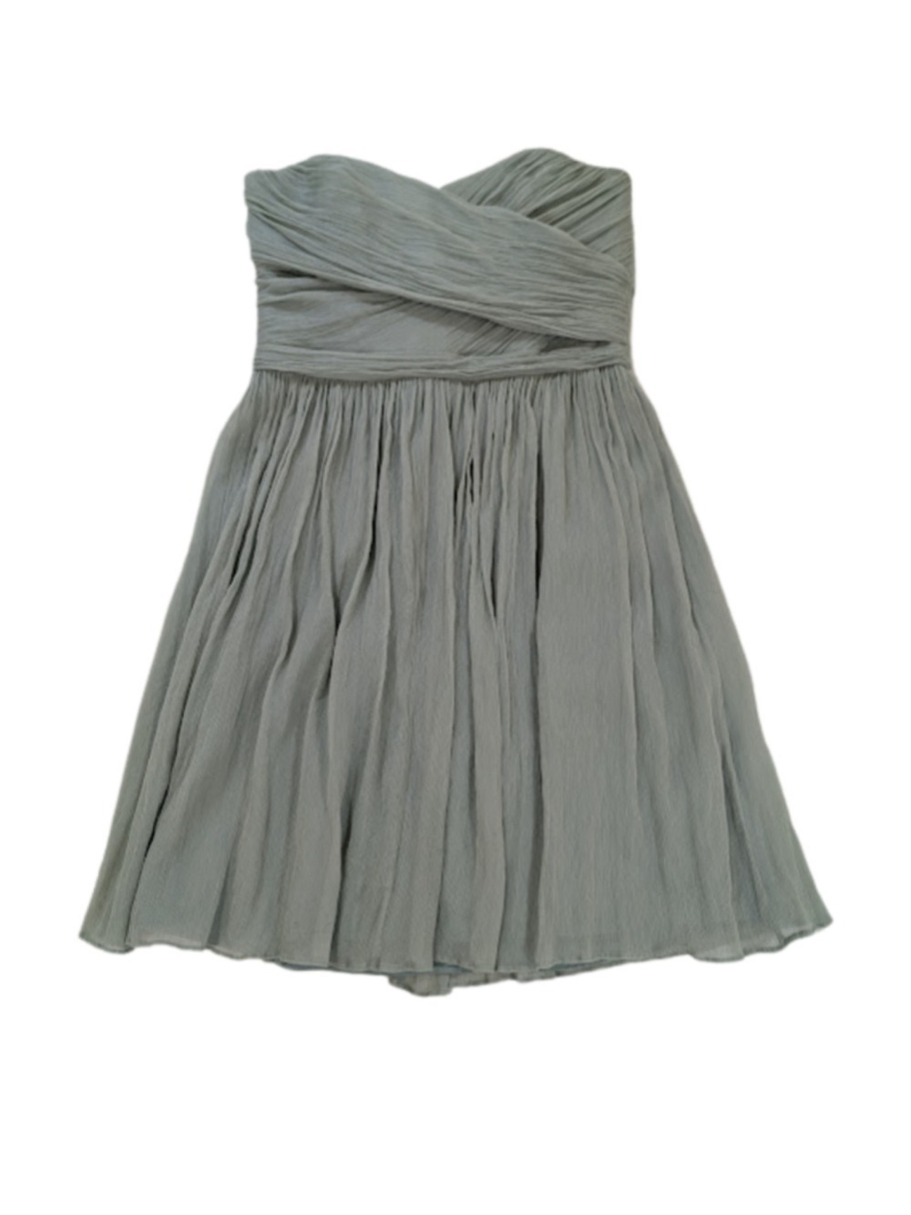 J.Crew Silk Chiffon Strapless Dress Sage Romantic Cottagecore Wedding Guest Peti